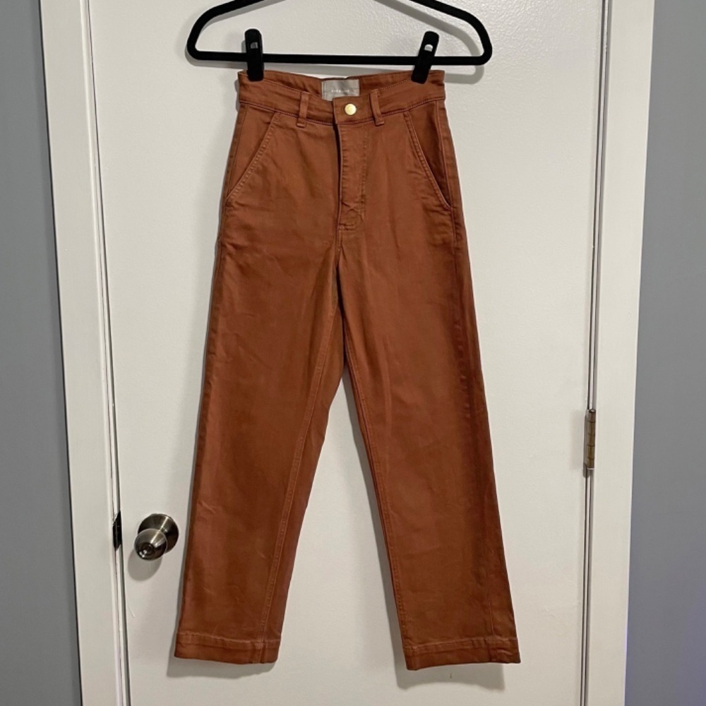 Like New Everlane Straight Crop Stretch Cotton Pant Cocoa Brown 00
